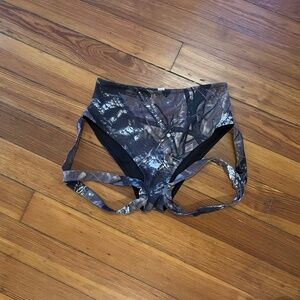 Forest Camo High Waist Garter Bikini Bottom/Fashion Brand Company/Large
